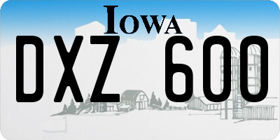 IA license plate DXZ600