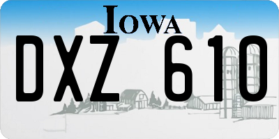 IA license plate DXZ610