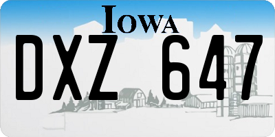 IA license plate DXZ647