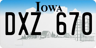IA license plate DXZ670