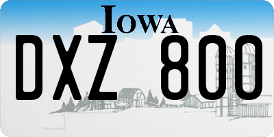 IA license plate DXZ800