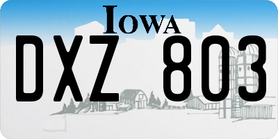 IA license plate DXZ803