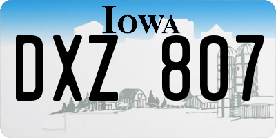 IA license plate DXZ807