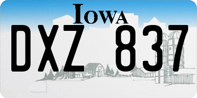 IA license plate DXZ837