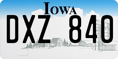 IA license plate DXZ840