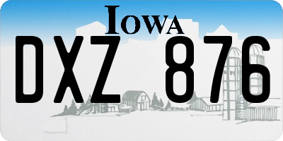 IA license plate DXZ876