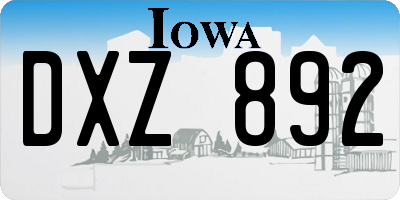IA license plate DXZ892