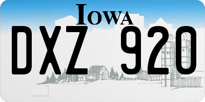 IA license plate DXZ920