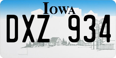 IA license plate DXZ934