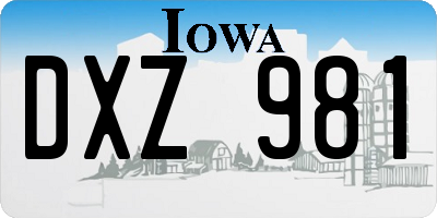 IA license plate DXZ981