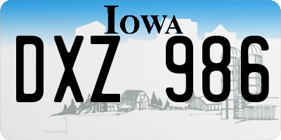 IA license plate DXZ986