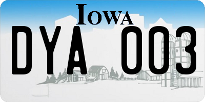 IA license plate DYA003