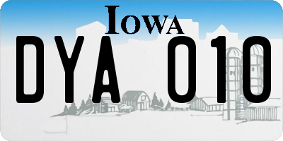 IA license plate DYA010