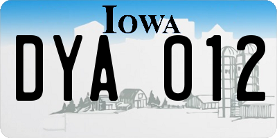 IA license plate DYA012