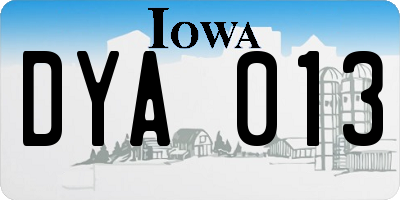 IA license plate DYA013