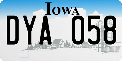 IA license plate DYA058