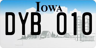 IA license plate DYB010