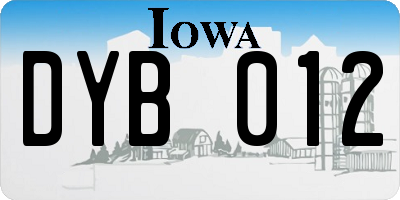 IA license plate DYB012