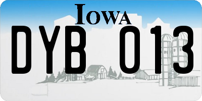 IA license plate DYB013