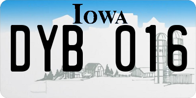 IA license plate DYB016