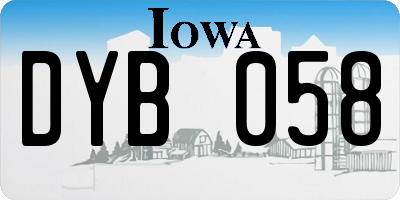 IA license plate DYB058