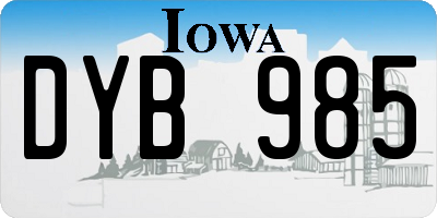 IA license plate DYB985