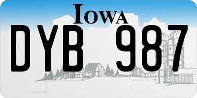 IA license plate DYB987