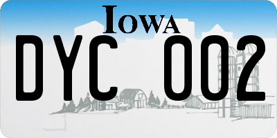 IA license plate DYC002