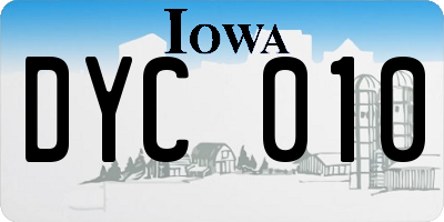 IA license plate DYC010