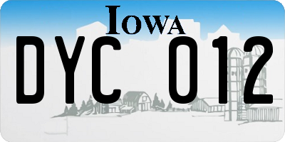 IA license plate DYC012