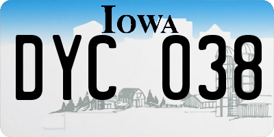 IA license plate DYC038