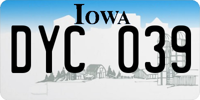 IA license plate DYC039