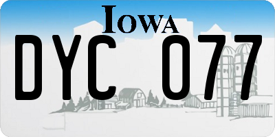 IA license plate DYC077