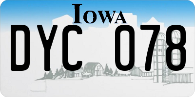 IA license plate DYC078