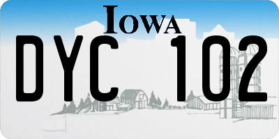 IA license plate DYC102