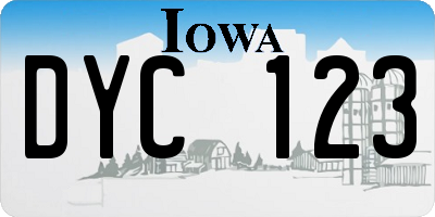 IA license plate DYC123