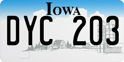 IA license plate DYC203