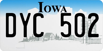 IA license plate DYC502