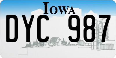 IA license plate DYC987