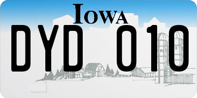 IA license plate DYD010