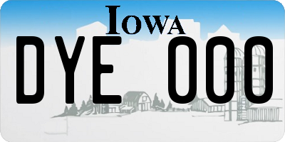 IA license plate DYE000