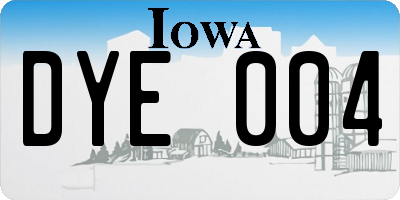 IA license plate DYE004
