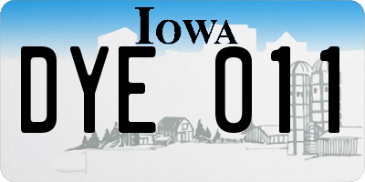 IA license plate DYE011