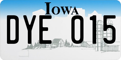 IA license plate DYE015