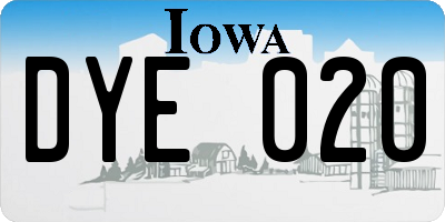 IA license plate DYE020
