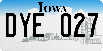 IA license plate DYE027