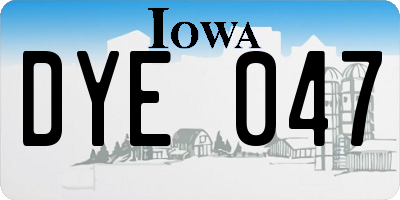 IA license plate DYE047