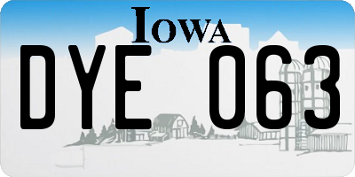 IA license plate DYE063