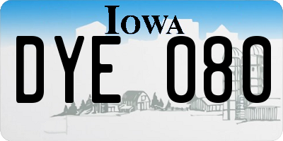 IA license plate DYE080