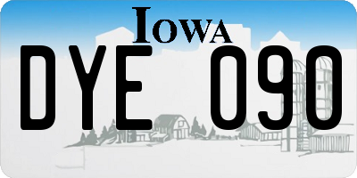 IA license plate DYE090